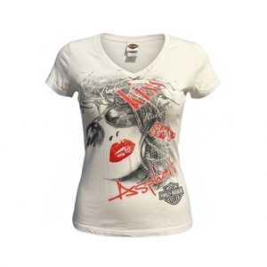 Vintage Y2K Harley Davidson V-Neck Graphic Tee